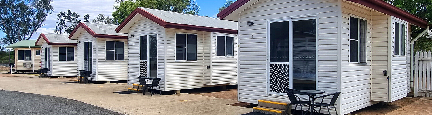 Row of self-contained cabins