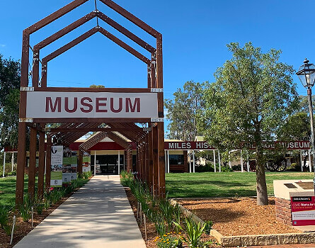 Street view of the information centre and museum entry