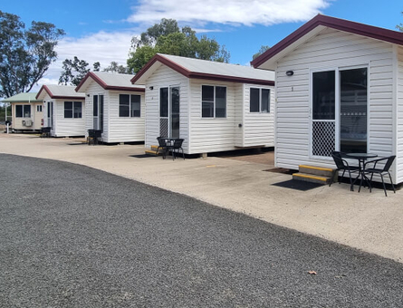 Row of self-contained cabins