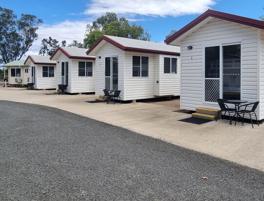 A row of comfortable, well maintained private cabins